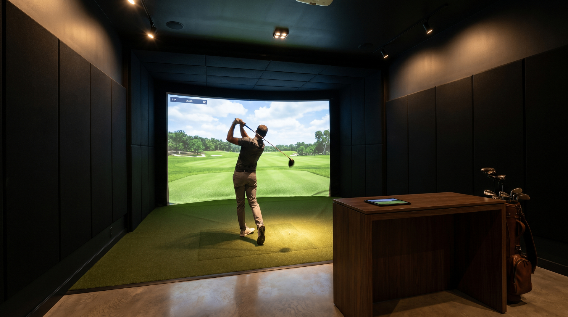 Premium golf simulator bay
